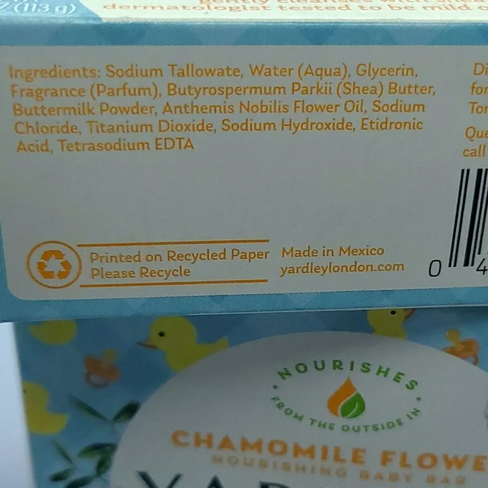 BABY Bath Bar 2-Pack YARDLEY LONDON Chamomile Blossom Nourishing Sensitive  NWT